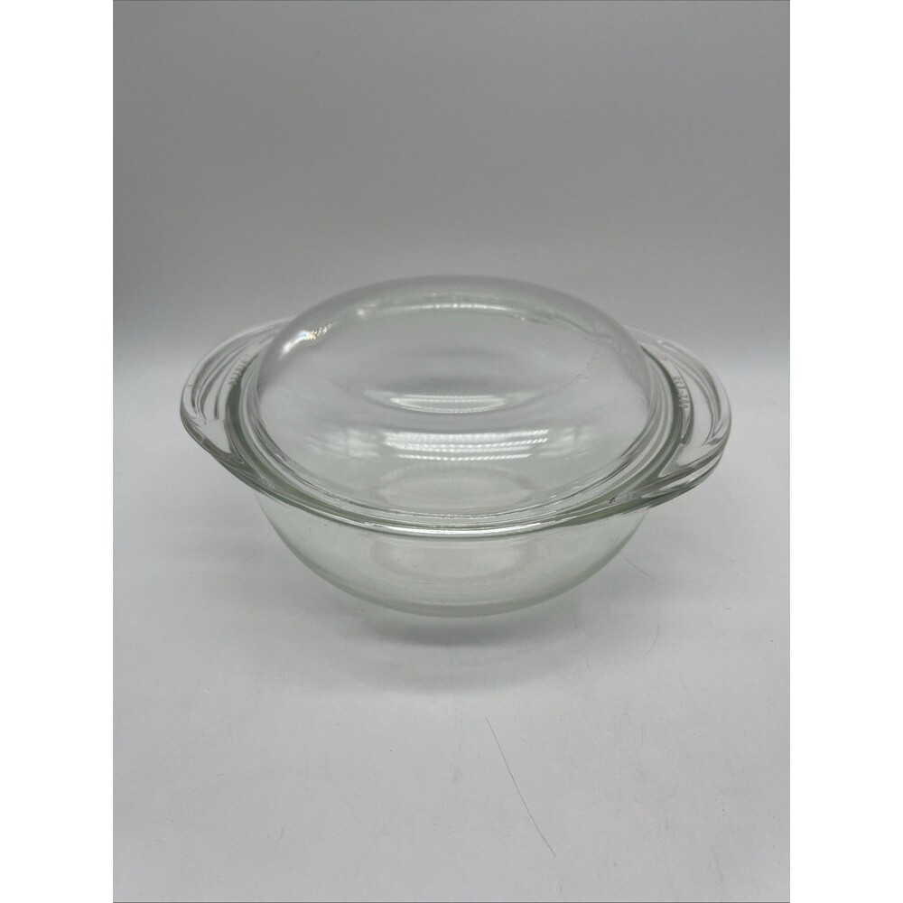 Vintage PYREX #022 Clear Glass 1 Quart Casserole Bowl With Pyrex Lid 682-C-38